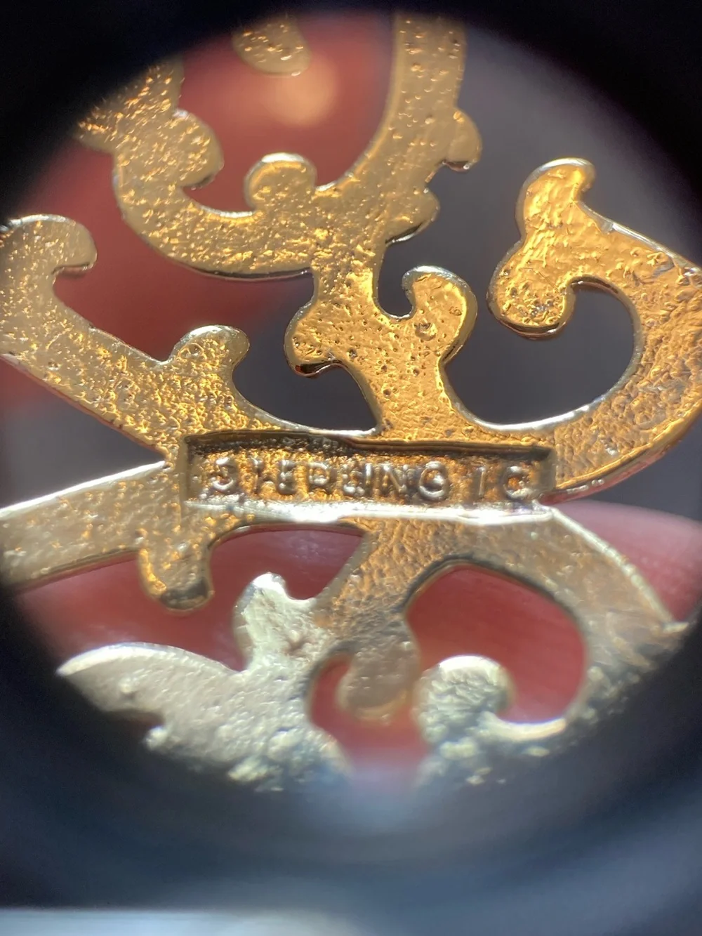Vintage Gold & Sterling Fleur de Lis Filagree Pendant